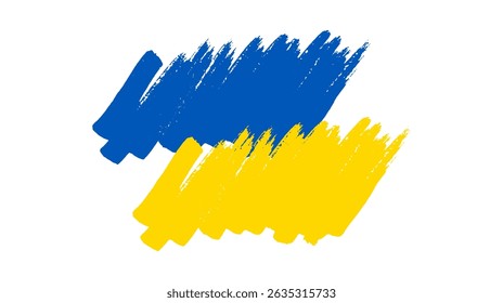 Ukrainian national flag in grunge style. Painted with a brush stroke flag of Ukraine. Vector illustration