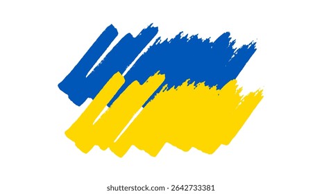 Ukrainian national flag in grunge style. Painted with a brush stroke flag of Ukraine. Vector illustration