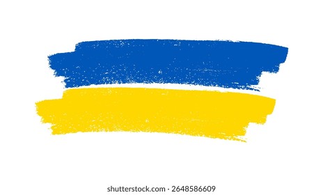 Ukrainian national flag in grunge style. Painted with a brush stroke flag of Ukraine. Vector illustration
