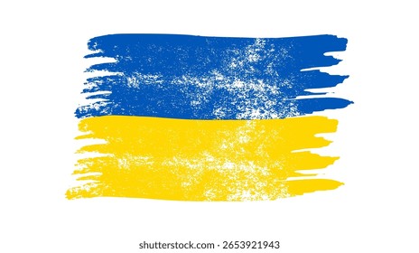 Ukrainian national flag in grunge style. Painted with a brush stroke flag of Ukraine. Vector illustration