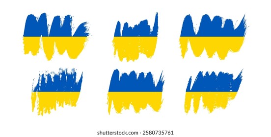 Ukrainian national flag. Set of waving flags of Ukraine. Vector illustration