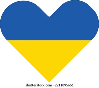 Ukrainian national flag vector icon in the heart shape.  heart shaped icon with Ukraine flag colours 