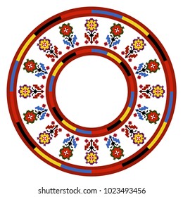 Ukrainian national pattern, vector. Flowers arranged in a circle