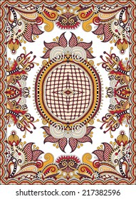 Ukrainian Oriental Floral Ornamental Carpet Design