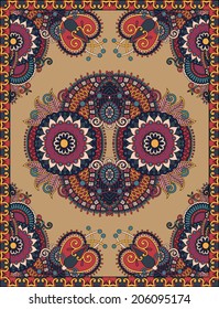 Ukrainian Oriental Floral Ornamental Seamless Carpet Design