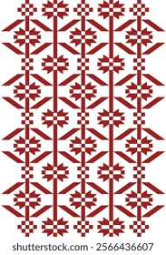 Ukrainian ornament based on woven towels from the city of Krolevets in Sumy region. An obligatory element of the folk wedding costume of Eastern and Central Ukraine. Vector illustration