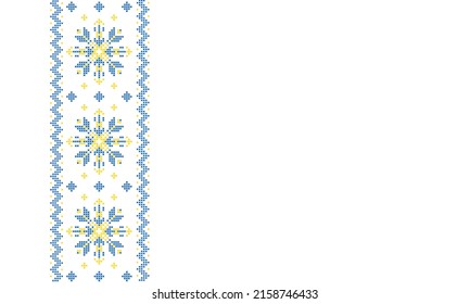 Ukrainian ornament of embroidery with knitting needles. Glory to Ukraine. On the white background
