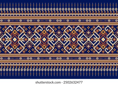 Ukrainian pattern.Slavic ornament pattern.geometric ethnic oriental pattern on blue background vector illustration.Aztec style,abstract background.design for texture,fabric,clothing,decoration,sarong.