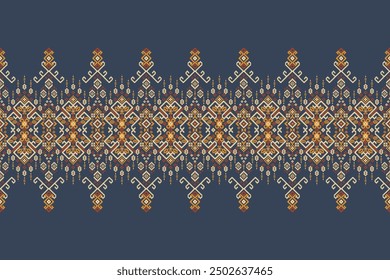 Ukrainian pattern.Slavic ornament pattern.geometric ethnic oriental pattern on blue background vector illustration.Aztec style,abstract background.design for texture,fabric,clothing,decoration,sarong.