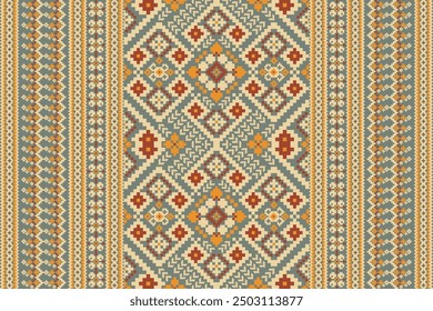 Ukrainian pattern.Slavic ornament pattern.geometric ethnic oriental pattern on green background vector illustration.Aztec style,abstract background.design for texture,fabric,clothing,decoration,print