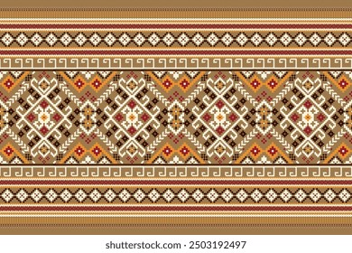 Ukrainian pattern.Slavic ornament pattern.geometric ethnic oriental pattern on brown background vector illustration.Aztec style,abstract background.design for texture,fabric,clothing,decoration,saree