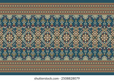 Ukrainian pattern.Slavic ornament pattern.geometric ethnic oriental pattern on blue background vector illustration.Aztec style,abstract background.design for texture,fabric,clothing,decoration,sarong.