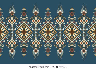 Ukrainian pattern.Slavic ornament pattern.geometric ethnic oriental pattern on blue background vector illustration.Aztec style,abstract background.design for texture,fabric,clothing,decoration,sarong.