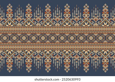 Ukrainian pattern.Slavic ornament pattern.geometric ethnic oriental pattern on blue background vector illustration.Aztec style,abstract background.design for texture,fabric,clothing,decoration,sarong