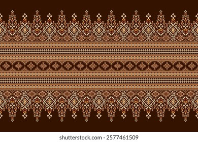 Ukrainian pattern.Slavic ornament pattern.geometric ethnic oriental pattern on brown background vector illustration.Aztec style,abstract background.design for texture,fabric,clothing,decoration,sarong