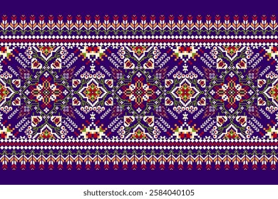 Ukrainian pattern.Slavic ornament pattern.geometric ethnic oriental pattern,cross stitch background vector illustration.Aztec style,abstract background.design for texture,fabric,clothing,decoration