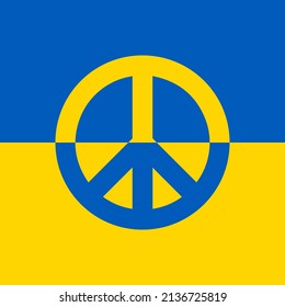 Ukrainian peace symbol - stay with Ukraine. Ukraine vector poster. Concept of Ukrainian and Russian military crisis, conflict between Ukraine and Russia. Support, pray and help Ukraine during the war