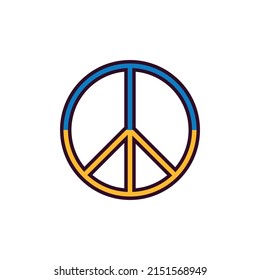 Ukrainian peace symbol - stay with Ukraine. Pacific in ukrainian flag colors. Vector illustration on white background