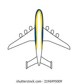 Ukrainian Plane Mriya Icon Line. Vector Illustration