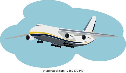 Ukrainisches Flugzeug am Himmel. Vektorgrafik