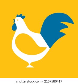 Ukrainian Rooster. Ukrainian Sign Home, Blue Yellow Color Theme. Icon Vector. The Concept Of Peace In Ukraine. Illustration For Design And Web. Ukraine Simple Art. No War. Stand With Ukraine.