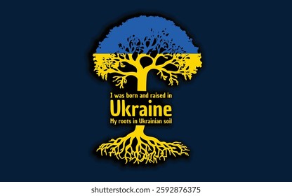 Ukrainian roots and symbolism: a tree with the Ukrainian flag, embodying national pride and love for nature	