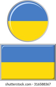 Ukrainian round and square icon flag. Vector illustration Eps 8.