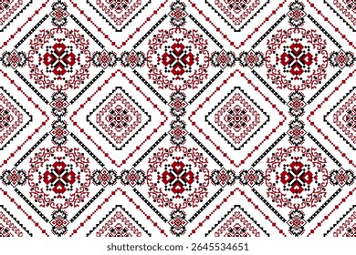 Motif harmonieux ukrainien, motif harmonieux oriental ethnique géométrique, motif harmonieux slave, Illustration vectorielle, arrière-plan abstrait.conception pour texture, tissu, vêtements, décoration, impression de blocs, carrelage.