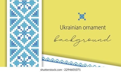 Ukrainisch einfache blau-gelbe Banner, Hintergrund, Poster mit ethnischen Ornamenten.