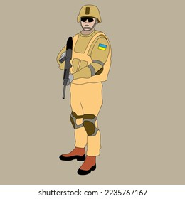 SOLDADO UCRANIANO CON ARMA DE MÁQUINA