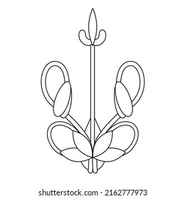 Ukrainian stylized  trident, Ukrainian symbols. Vector illustration. Line art