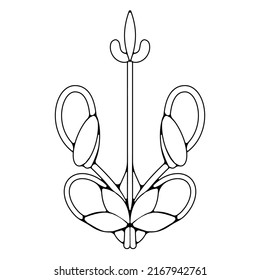 Ukrainian stylized  trident, Ukrainian symbols. Vector illustration. Line art