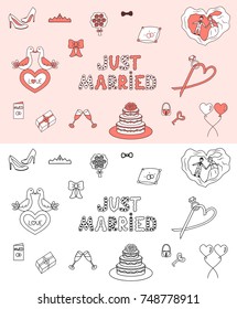 Ukrainian symbols vector national icons set colored illustration sketch  