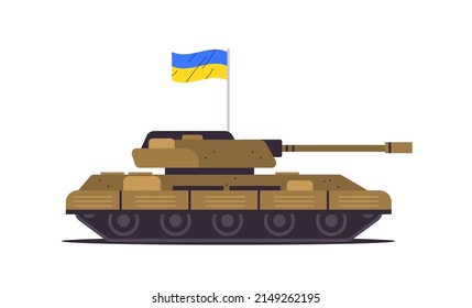 Ukrainian Tank With Flag Special Battle Transport Military Equipment Heavy Armored Fighting Vehicle Concept