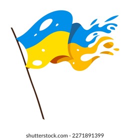 Ukrainian torn flag illustration. Vector isolated on white background.