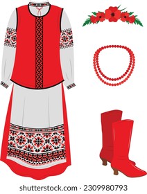 Ukrainian traditional clothes, vector illustration