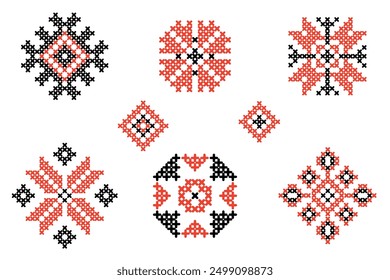 Ukrainian traditional embroidered decoration elements