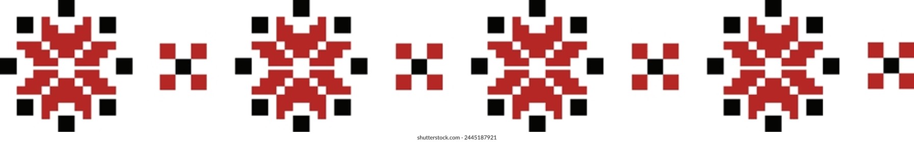 Ukrainian Traditional Embroidery Border Vector Illustration