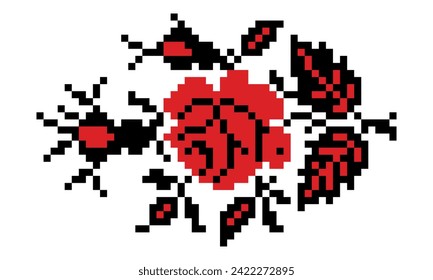 Ukrainian traditional embroidery of a rose