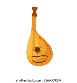 Ukrainian Traditional Musical Instrument Bandura. Bandura Plucked String Musical Instrument Isolated