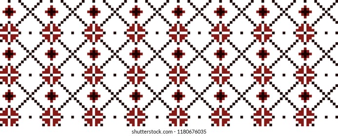 Ukrainian traditional pattern in black and red embroidery