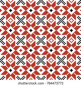 Ukrainian traditional pattern in black and red embroidery