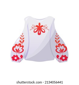 Ukrainian traditional women's vyshyvanka (embroidery) isolated on white background. National clothes of Ukraine.