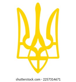 Ukrainian trident country emblem, tryzub on white background, government symbol of Ukraine