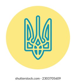 Ukrainian trident line color icon. Isolated vector element. Outline pictogram for web page, mobile app, promo