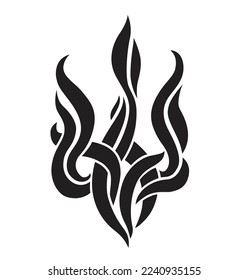 Ukrainian Trident Tryzub crest stylised like fire flames vector