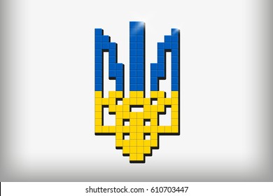 Ukrainian trident vector symbol. Mosaic style.