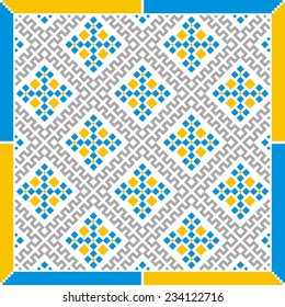 Ukrainian vector ethnic ornament with elements of flowers and plants 