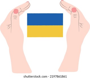 Ukrainian vector hand drawn flag, Ukrainian flag vector hand drawn flag