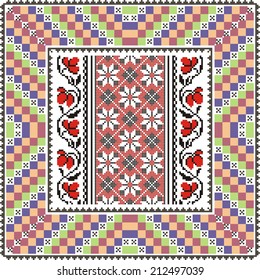 Ukrainian vector pattern for embroidery cross decoration and paper media